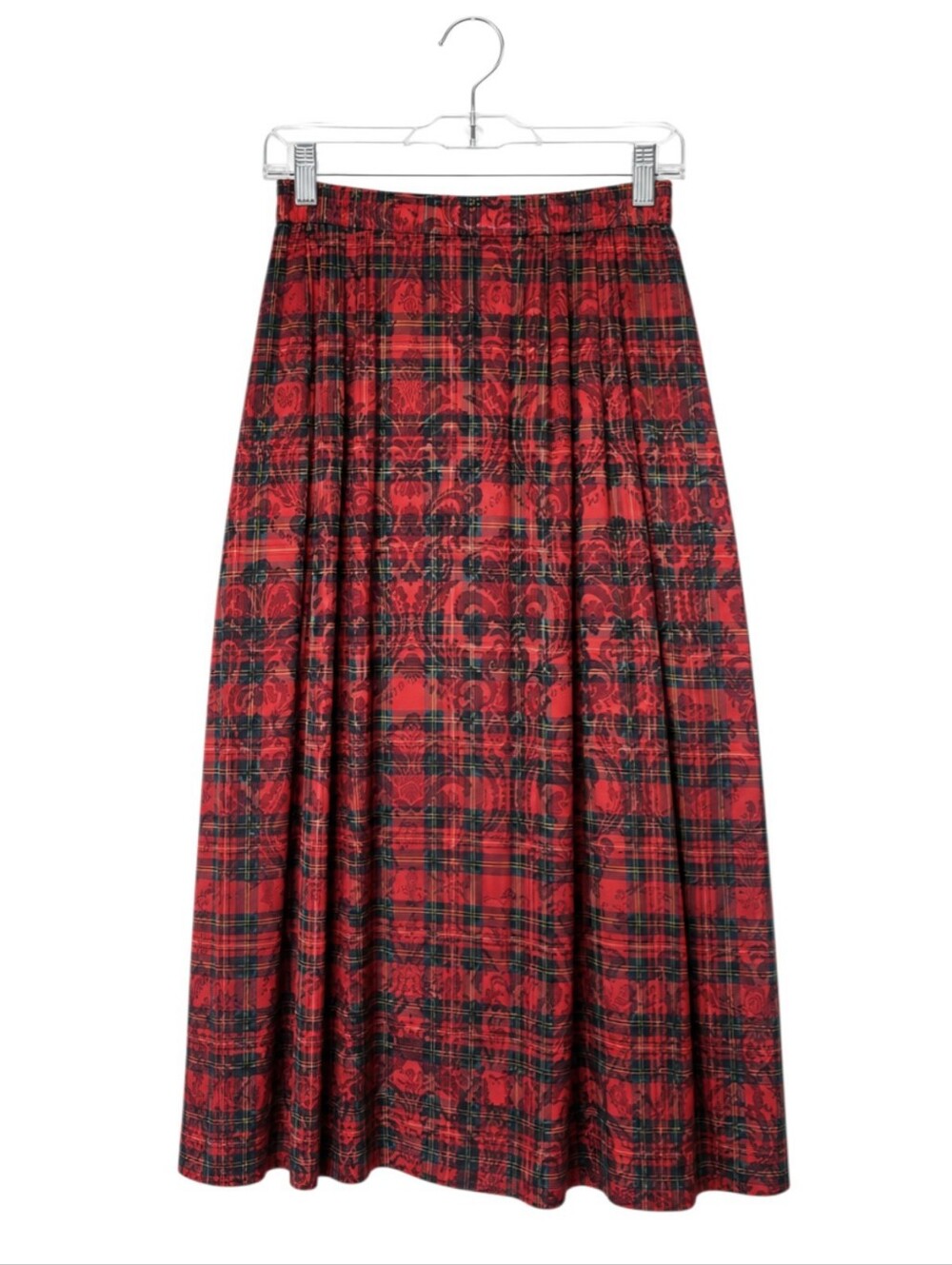 Vintage 80s 90s Portraits Northern Isles Plaid Jacquard Damask Midi Skirt Size 8 - Picture 4 of 6